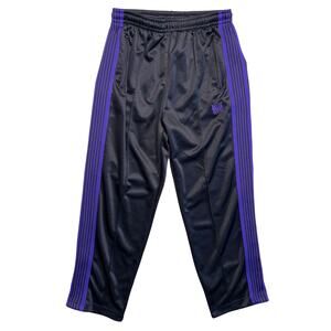 Needles Pants Large Mens Black Purple Striped Track Athletic Gym Made in Japan